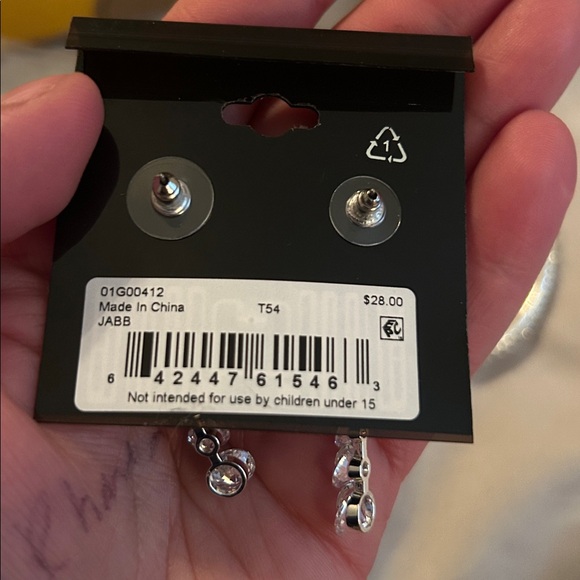 Anne Klein Silver‎ Cubic Zirconia Dangle Earrings - Picture 2 of 2